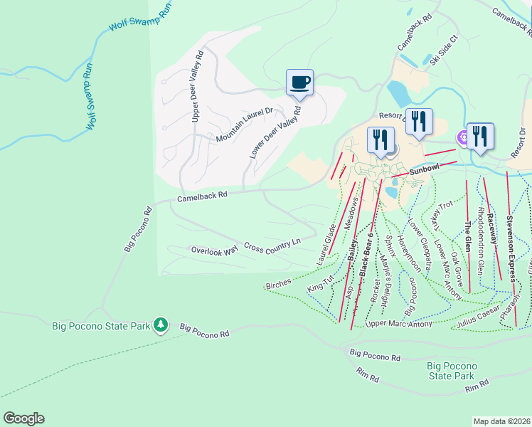 map of restaurants, bars, coffee shops, grocery stores, and more near 32 Middle Village Way in Tannersville