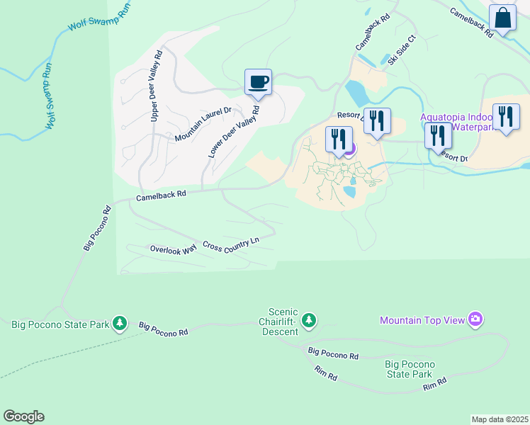 map of restaurants, bars, coffee shops, grocery stores, and more near 96 Cross Country Lane in Tannersville