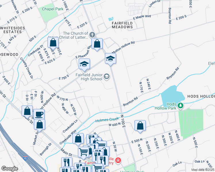 map of restaurants, bars, coffee shops, grocery stores, and more near 951 North Fairfield Street in Kaysville