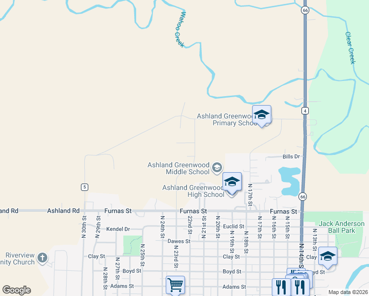 map of restaurants, bars, coffee shops, grocery stores, and more near in Ashland