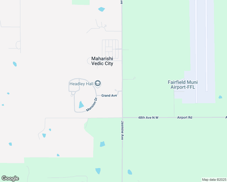 map of restaurants, bars, coffee shops, grocery stores, and more near Grand Avenue in Maharishi Vedic City