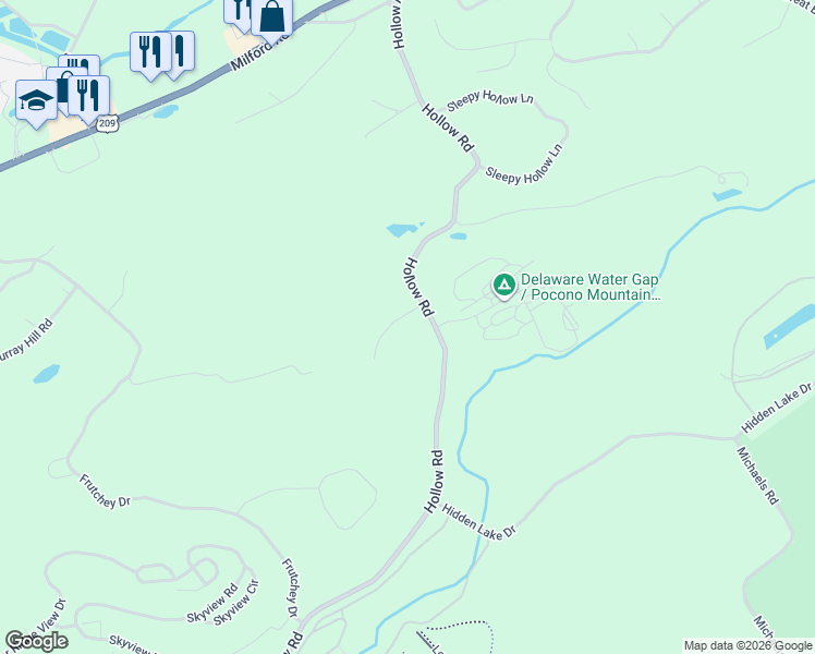 map of restaurants, bars, coffee shops, grocery stores, and more near 226 Hollow Rd in East Stroudsburg
