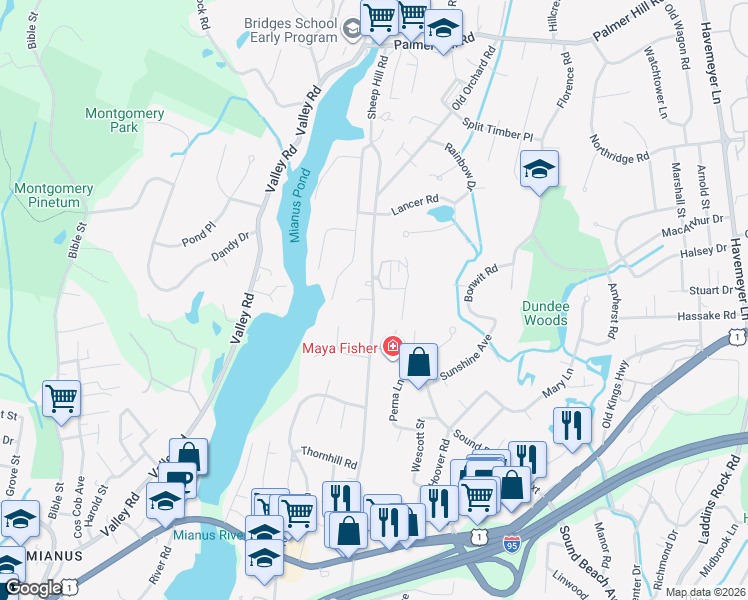 map of restaurants, bars, coffee shops, grocery stores, and more near Sheephill Road in Greenwich
