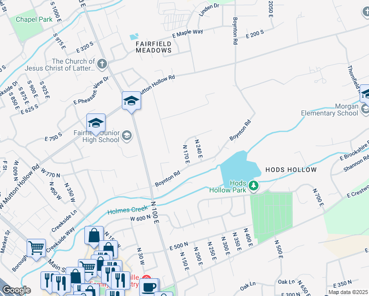 map of restaurants, bars, coffee shops, grocery stores, and more near 898 North 170 East in Kaysville