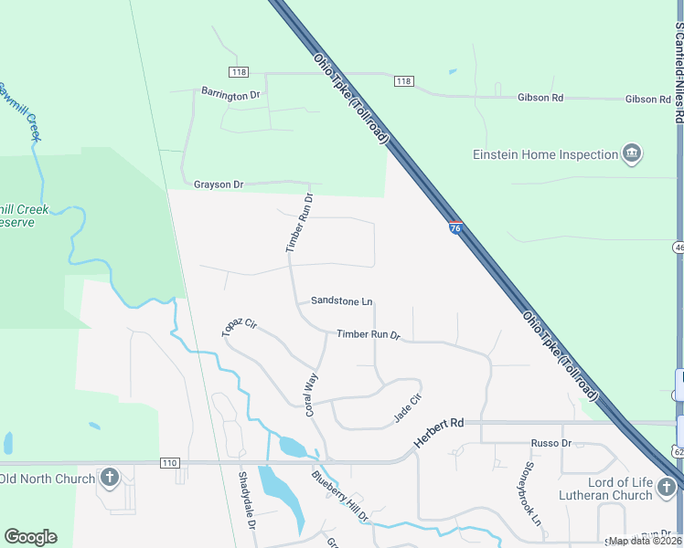 map of restaurants, bars, coffee shops, grocery stores, and more near 120 Sandstone Lane in Canfield