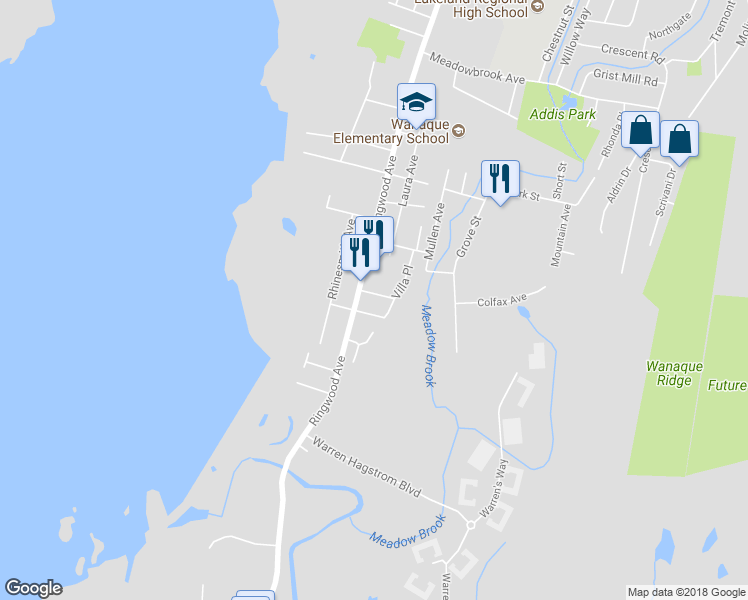 map of restaurants, bars, coffee shops, grocery stores, and more near 20 Railroad Avenue in Wanaque