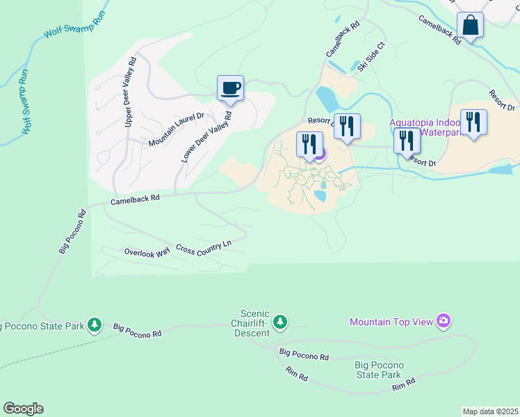 map of restaurants, bars, coffee shops, grocery stores, and more near 35 Slalom Way in Tannersville