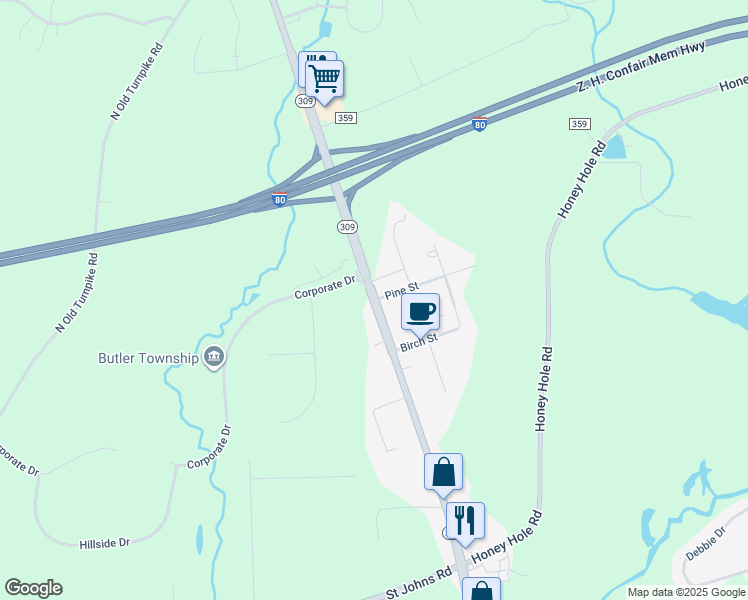 map of restaurants, bars, coffee shops, grocery stores, and more near 456 North Hunter Highway in Drums