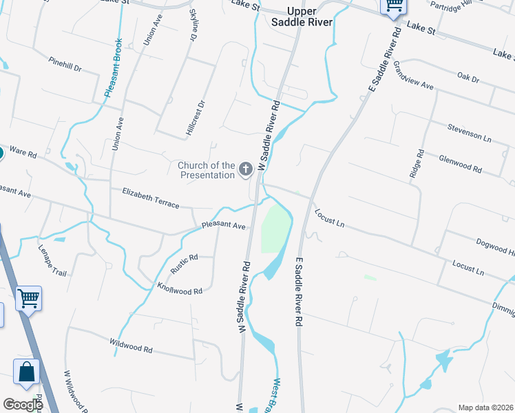 map of restaurants, bars, coffee shops, grocery stores, and more near 257 West Saddle River Road in Upper Saddle River