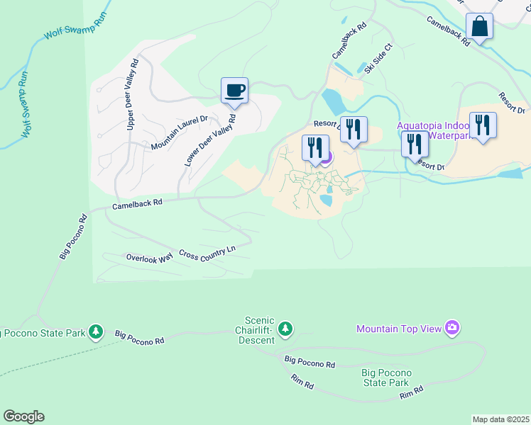map of restaurants, bars, coffee shops, grocery stores, and more near 35 Slalom Way in Tannersville