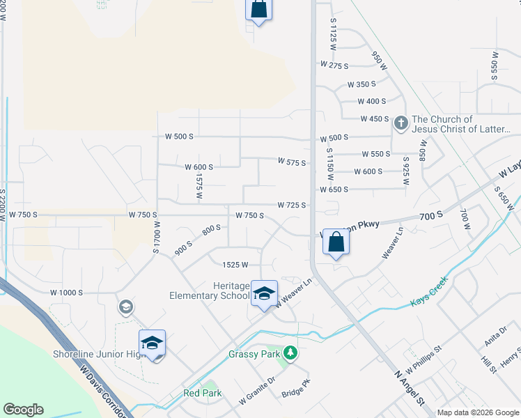 map of restaurants, bars, coffee shops, grocery stores, and more near 1369 West 725 South in Layton