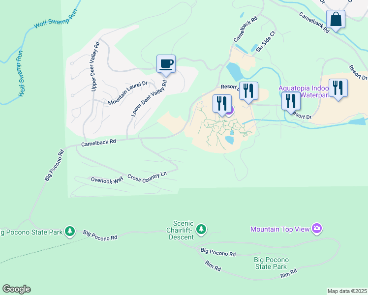 map of restaurants, bars, coffee shops, grocery stores, and more near 41 Slalom Way in Tannersville