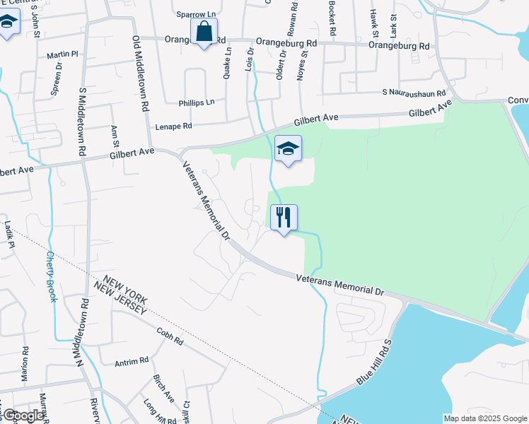 map of restaurants, bars, coffee shops, grocery stores, and more near Kevin Reilly Street in Pearl River