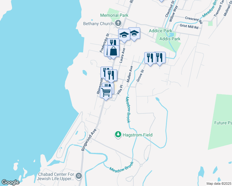 map of restaurants, bars, coffee shops, grocery stores, and more near 10 Villa Place in Wanaque