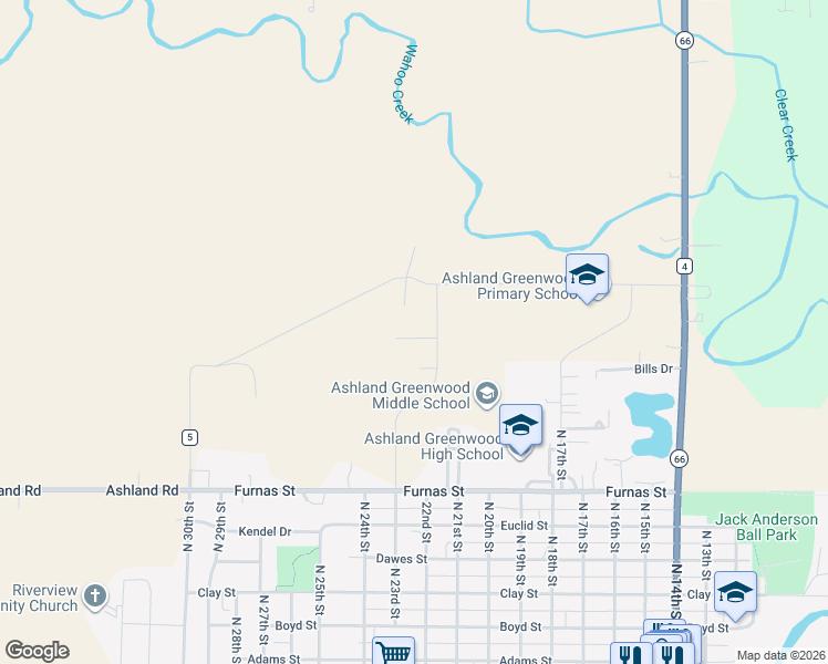 map of restaurants, bars, coffee shops, grocery stores, and more near in Ashland