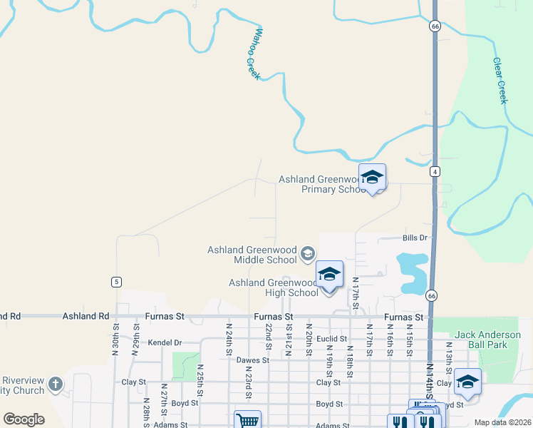 map of restaurants, bars, coffee shops, grocery stores, and more near in Ashland