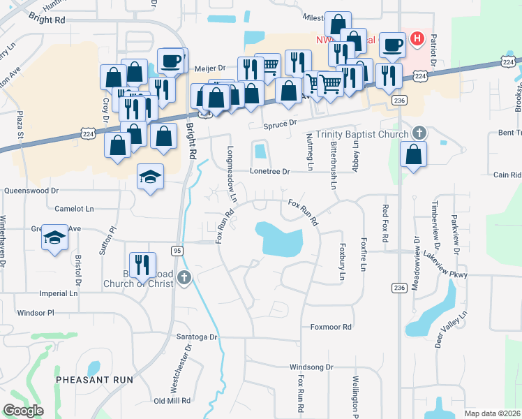 map of restaurants, bars, coffee shops, grocery stores, and more near 821 Fox Run Road in Findlay