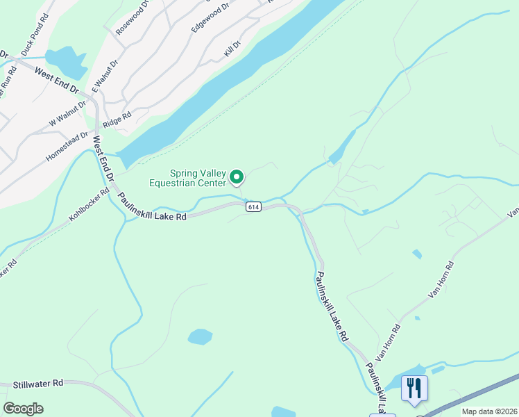 map of restaurants, bars, coffee shops, grocery stores, and more near 74-80 Paulinskill Lake Road in Fredon Township