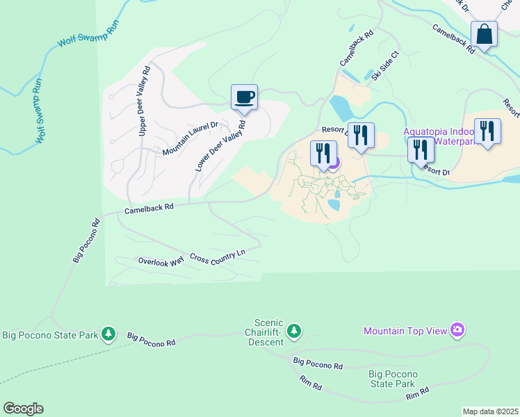 map of restaurants, bars, coffee shops, grocery stores, and more near 56 Slalom Way in Tannersville