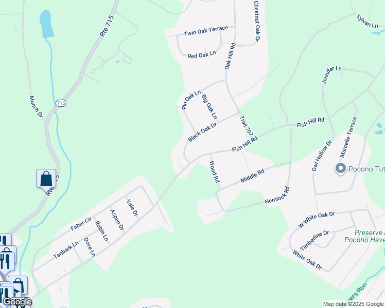 map of restaurants, bars, coffee shops, grocery stores, and more near 329 Fish Hill Road in Tannersville