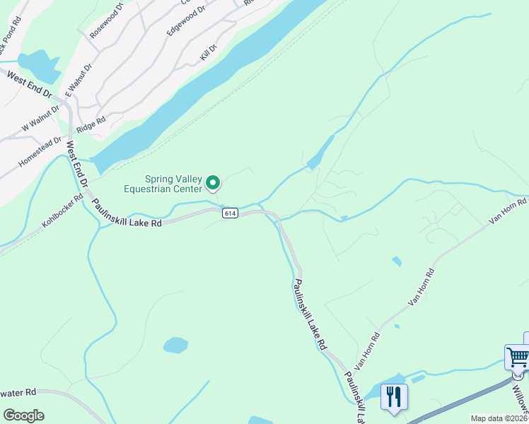 map of restaurants, bars, coffee shops, grocery stores, and more near 74 Paulinskill Lake Road in Fredon Township