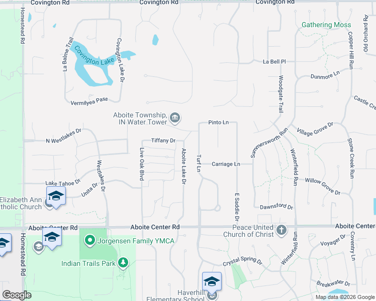map of restaurants, bars, coffee shops, grocery stores, and more near 3600-3614 Aboite Lake Dr in Fort Wayne