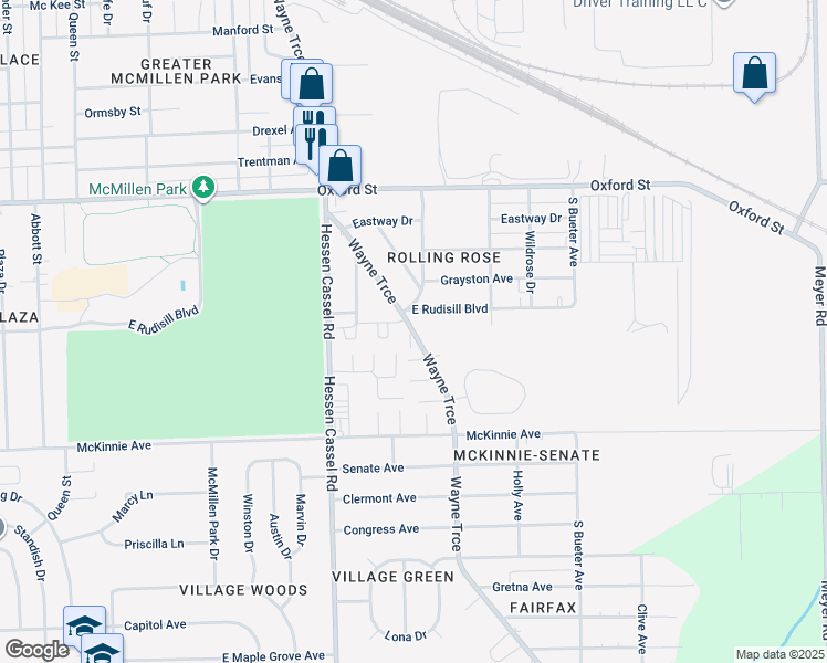 map of restaurants, bars, coffee shops, grocery stores, and more near 3998 Wayne Trace in Fort Wayne