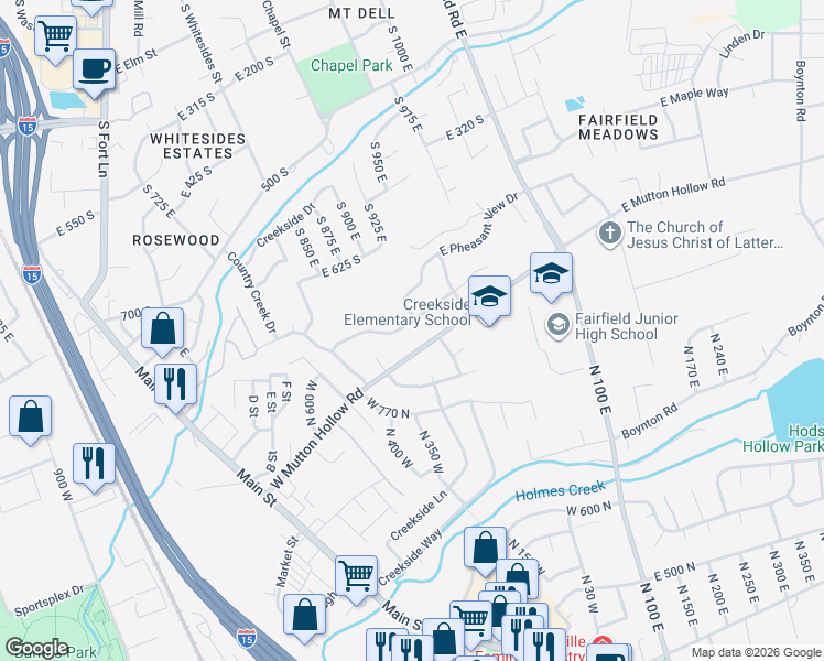 map of restaurants, bars, coffee shops, grocery stores, and more near 1086 East 750 South in Layton