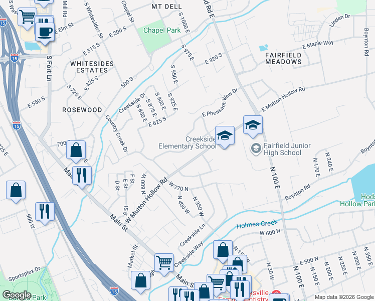 map of restaurants, bars, coffee shops, grocery stores, and more near 1065 East 750 South in Layton