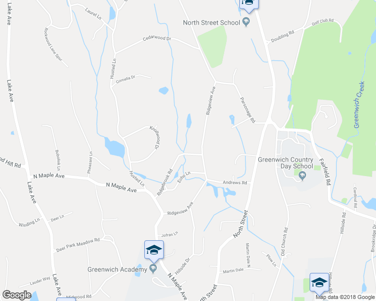 map of restaurants, bars, coffee shops, grocery stores, and more near 27 Ridgebrook Road in Greenwich