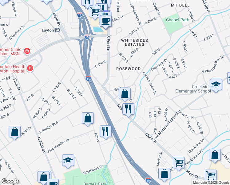map of restaurants, bars, coffee shops, grocery stores, and more near 69 East 700 South in Layton