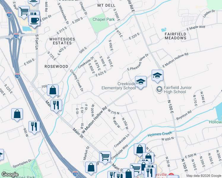 map of restaurants, bars, coffee shops, grocery stores, and more near 1065 East 750 South in Layton