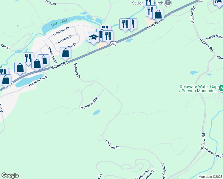map of restaurants, bars, coffee shops, grocery stores, and more near 332 Frutchey Drive in East Stroudsburg