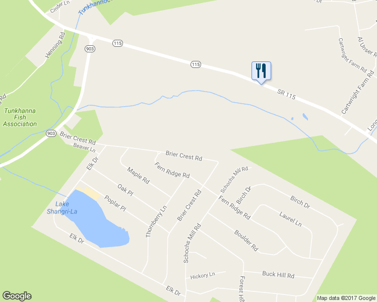 map of restaurants, bars, coffee shops, grocery stores, and more near 6 Brier Crest Road in Blakeslee