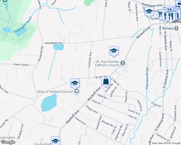 map of restaurants, bars, coffee shops, grocery stores, and more near 124 Fuhrman Avenue in Ramsey