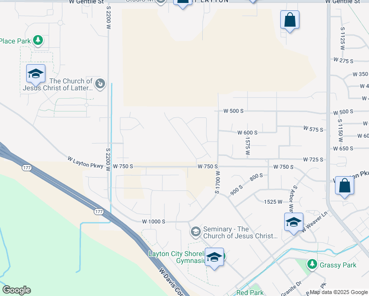 map of restaurants, bars, coffee shops, grocery stores, and more near 662 South Alberta Spruce Drive in Layton