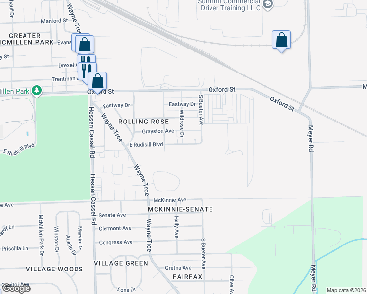 map of restaurants, bars, coffee shops, grocery stores, and more near 3902 East Rudisill Boulevard in Fort Wayne