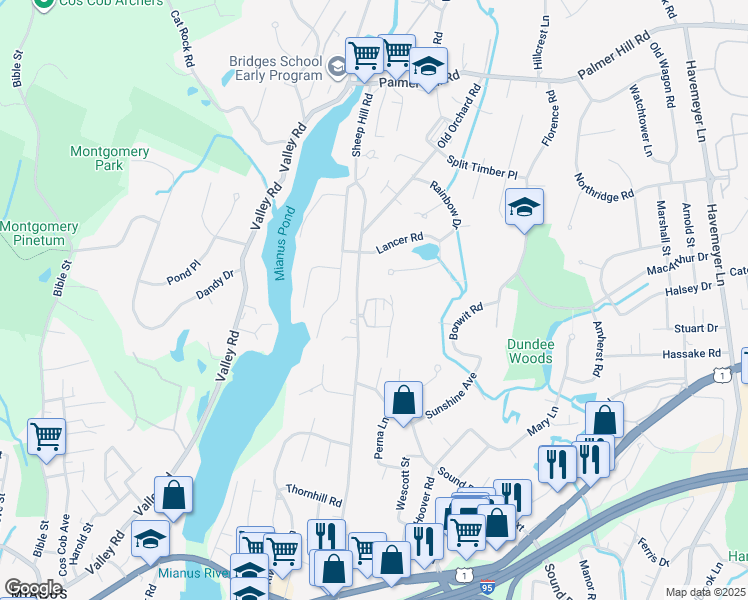 map of restaurants, bars, coffee shops, grocery stores, and more near 78 Silo Circle in Greenwich