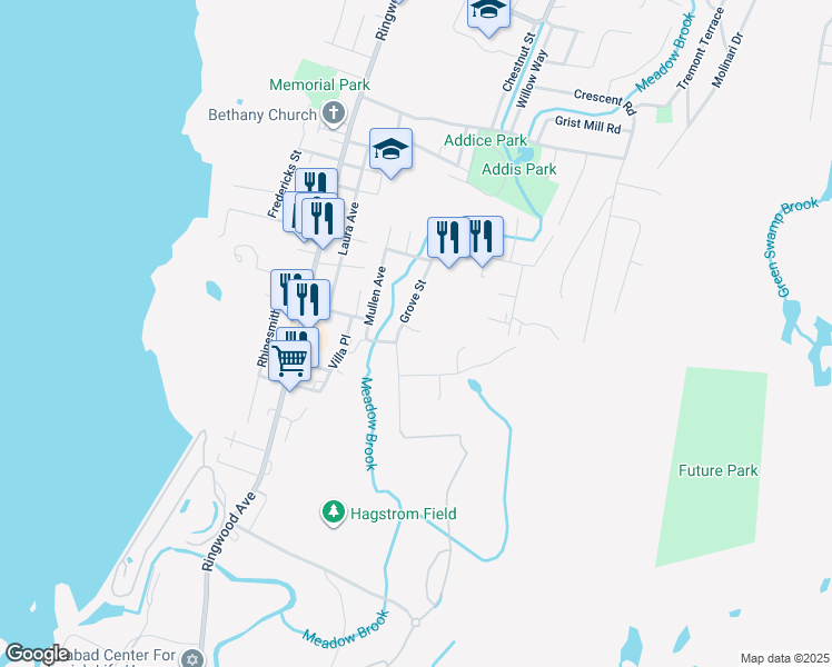 map of restaurants, bars, coffee shops, grocery stores, and more near 43 Grove Street in Wanaque