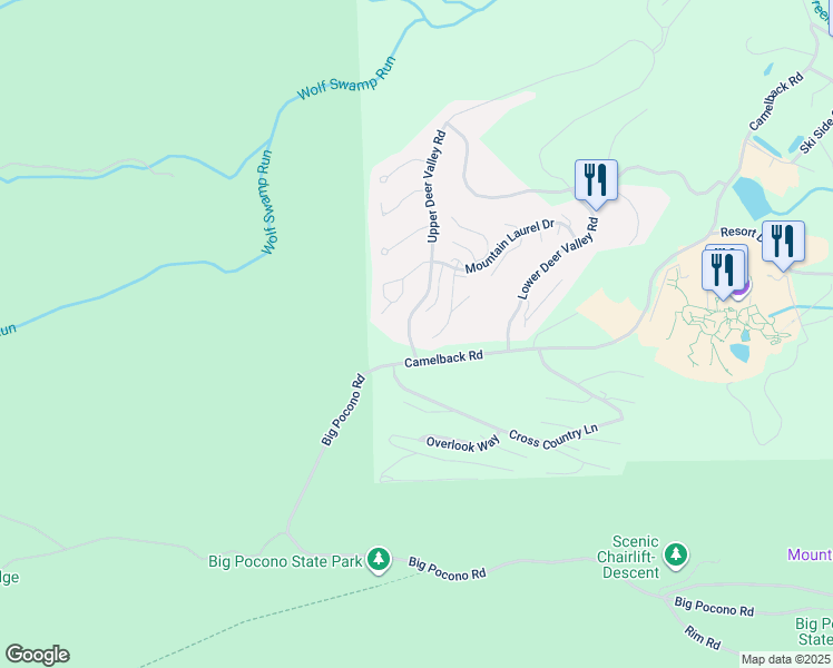 map of restaurants, bars, coffee shops, grocery stores, and more near 110 Upper Deer Valley Road in Tannersville