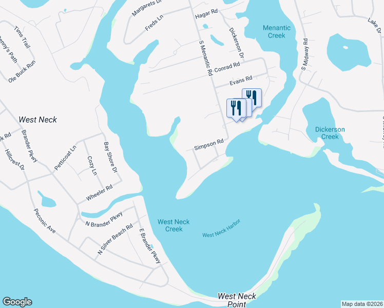 map of restaurants, bars, coffee shops, grocery stores, and more near 2 Bay Avenue in Shelter Island