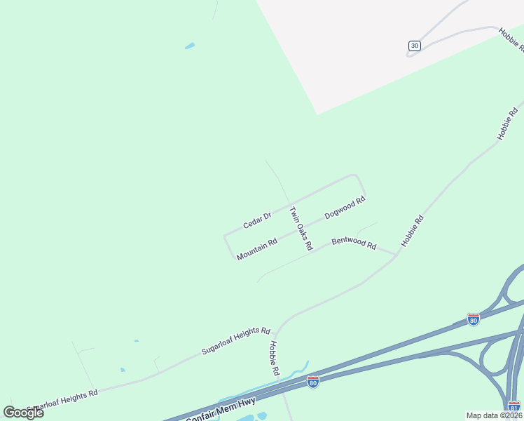 map of restaurants, bars, coffee shops, grocery stores, and more near 410 Cedar Drive in Drums