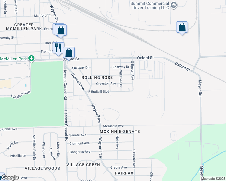 map of restaurants, bars, coffee shops, grocery stores, and more near 3728 East Rudisill Boulevard in Fort Wayne