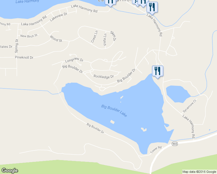 map of restaurants, bars, coffee shops, grocery stores, and more near 185 Midlake Drive in Lake Harmony