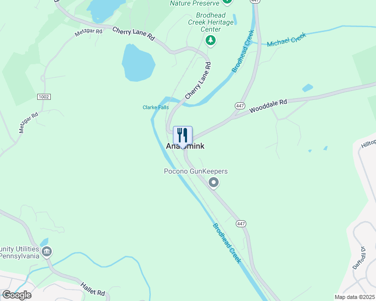 map of restaurants, bars, coffee shops, grocery stores, and more near in Analomink