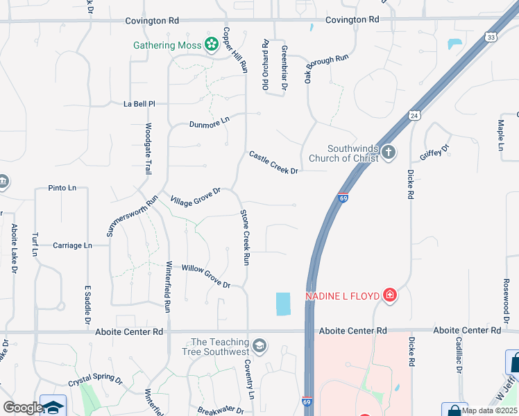 map of restaurants, bars, coffee shops, grocery stores, and more near 8609 Creekside Place in Fort Wayne