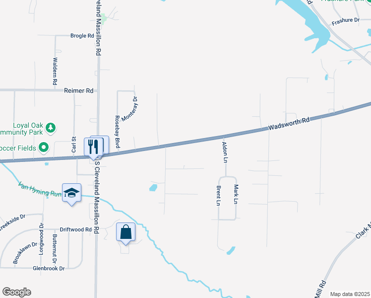map of restaurants, bars, coffee shops, grocery stores, and more near 2840 Wadsworth Road in Norton