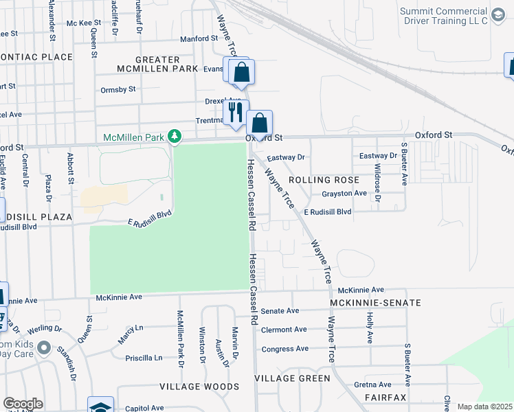 map of restaurants, bars, coffee shops, grocery stores, and more near 3203 Scarlatti Drive in Fort Wayne