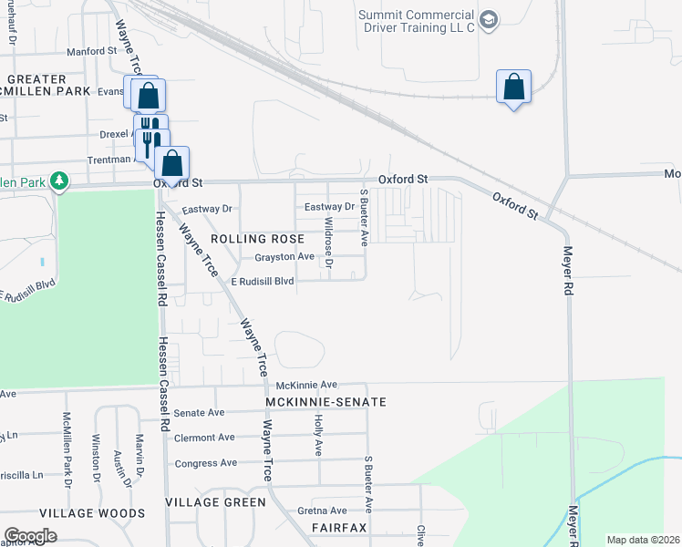 map of restaurants, bars, coffee shops, grocery stores, and more near 3902-3998 East Rudisill Boulevard in Fort Wayne