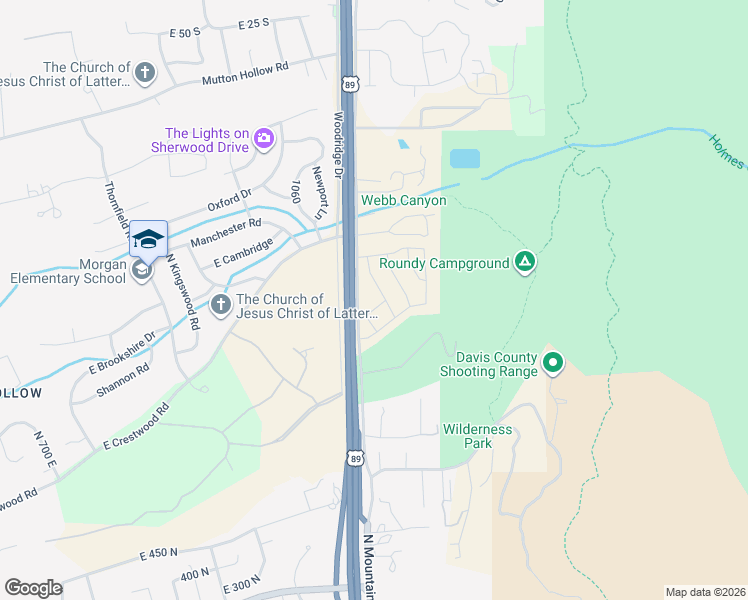 map of restaurants, bars, coffee shops, grocery stores, and more near 1285 East Grantham Way in Kaysville